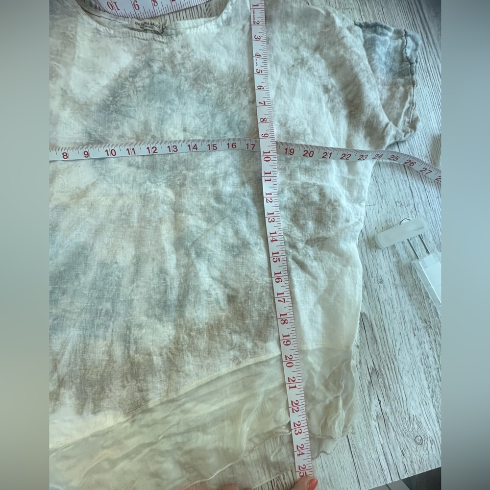 Valentina Naldi 100% Linen from Italy Tie Dye Short Sleeve Top Blouse Shirt S - Picture 12 of 13